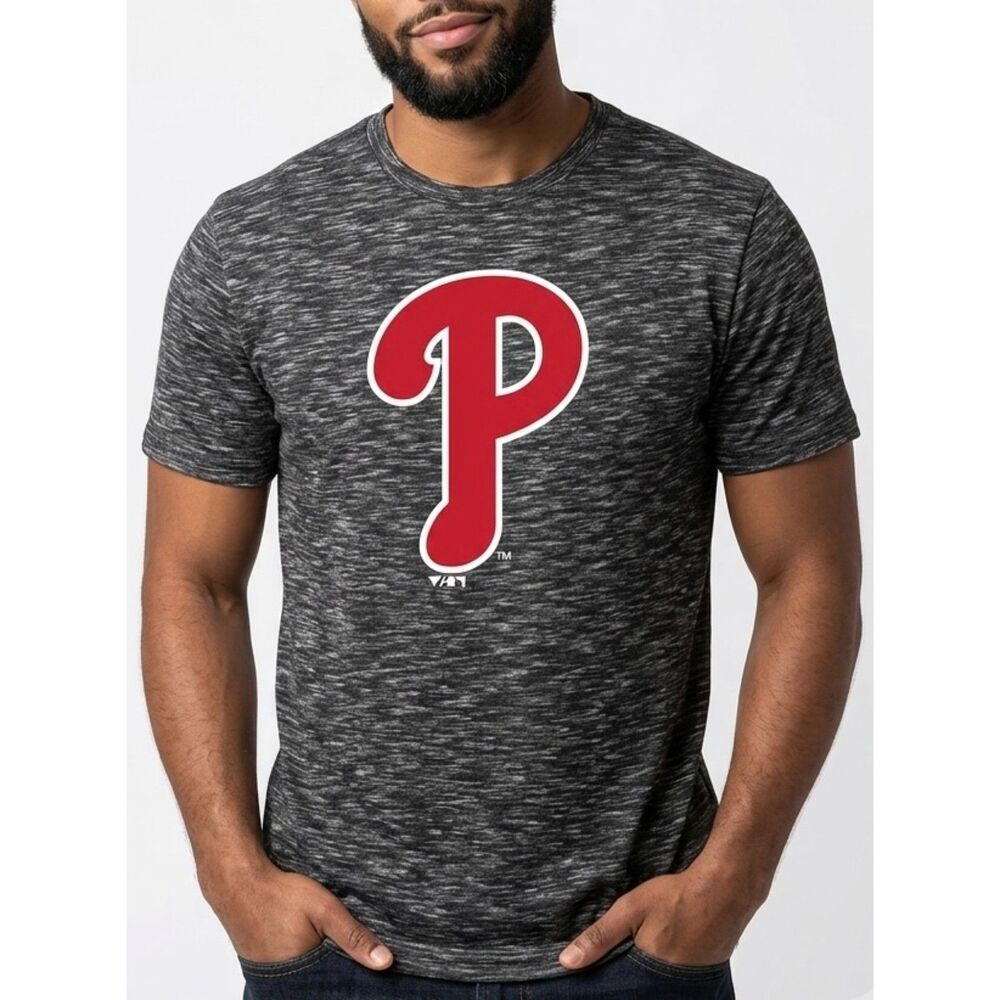 NWT Space-Dye Crew Neck Philadelphia Phillies Heather Gray Tee Size M Medium